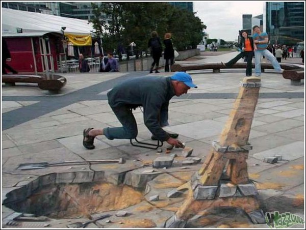 Обалдеть!!! Это нарисовано на асфальте.. Обман зрения (4).jpg